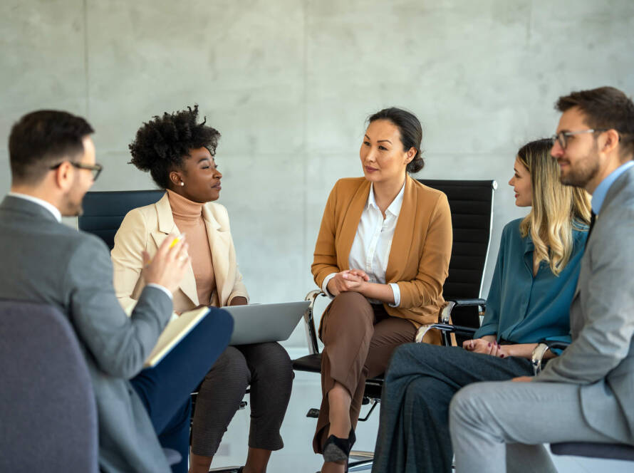 group of peer professionals engaged in discussion